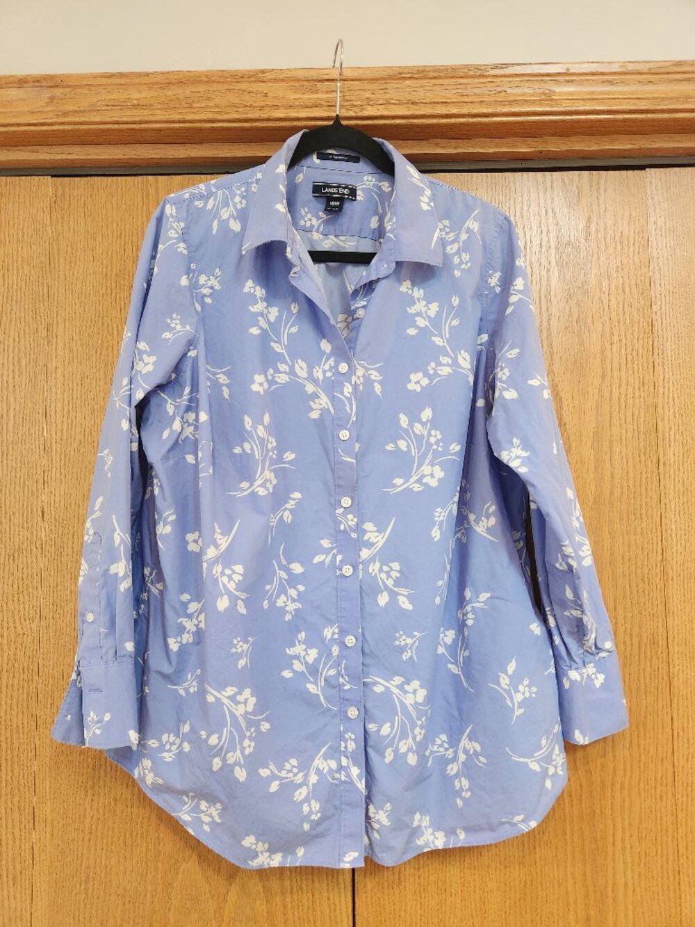 Lands' End Women's 18W Plus Size No Iron Supima Cotton Button-Front Shirt